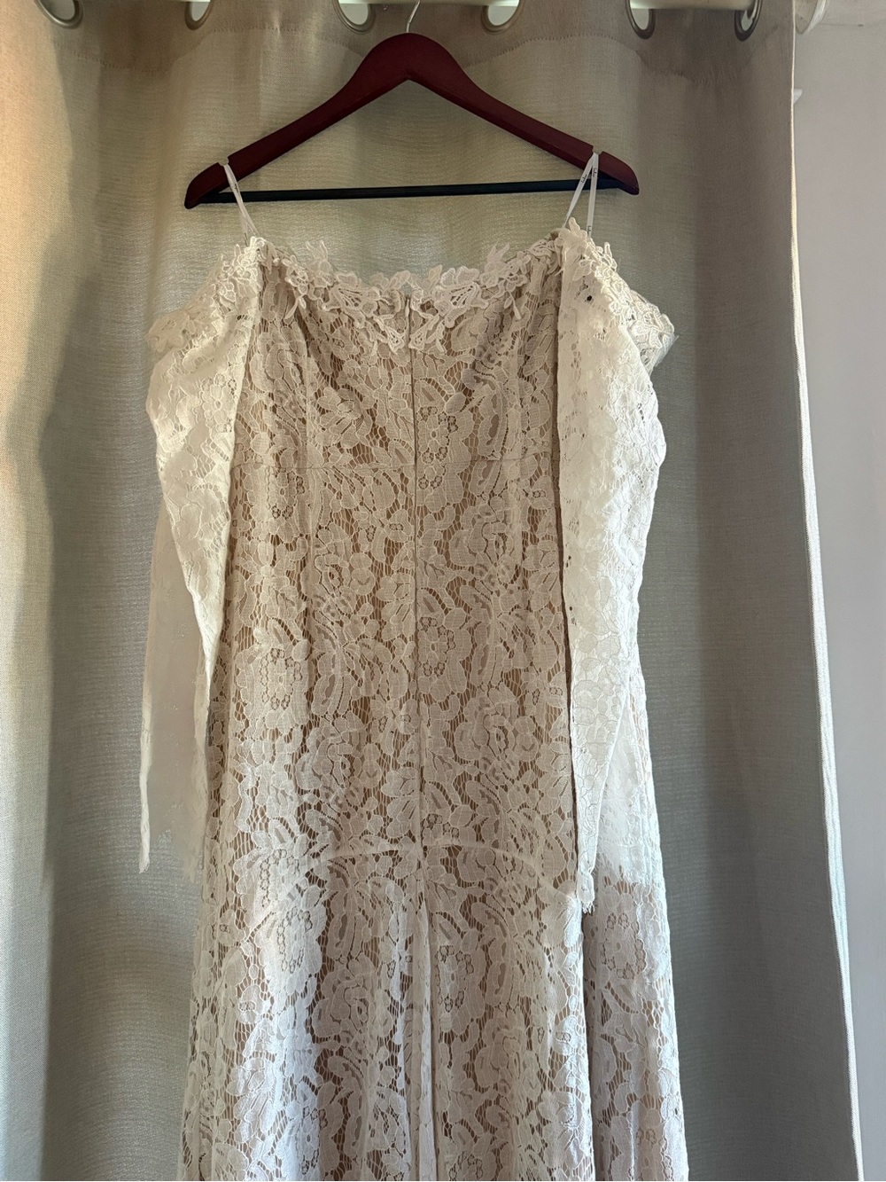 Lulu's Lace Off-Shoulder Wedding Dress in Ivory - Picture 6 of 14